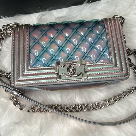 CHANEL MERMAID BOY BAG PURPLE 18S SMALL IRIDESCENT WATER FLAP Ultra Limited SSC - Picture 3 of 17